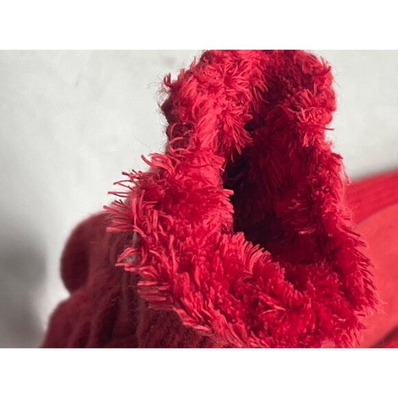 Gloves red fuzzy acrylic blend one size knitted thick READ - Picture 2 of 5